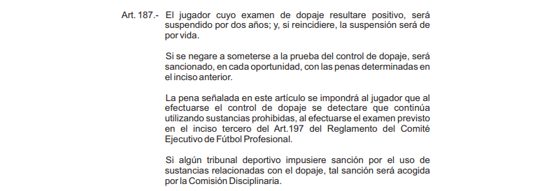 Artículo 187 Comisión Disciplinaria FEF 2018